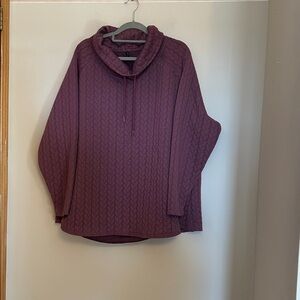 North River light mauve polyester pullover sweater tie neck long sleeved size 3X